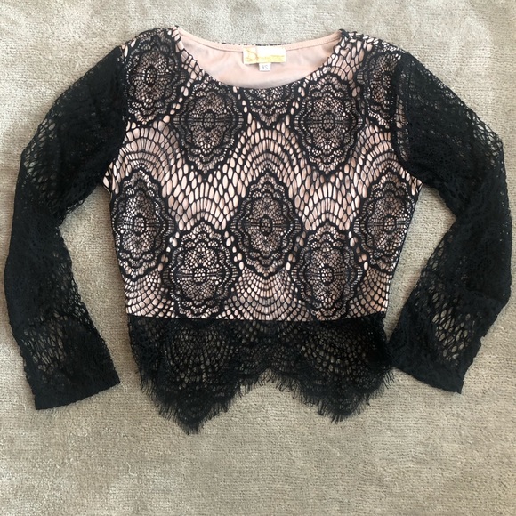 NWT!!! Black Lace Two Piece Crop Top & Skirt Set - Picture 3 of 8